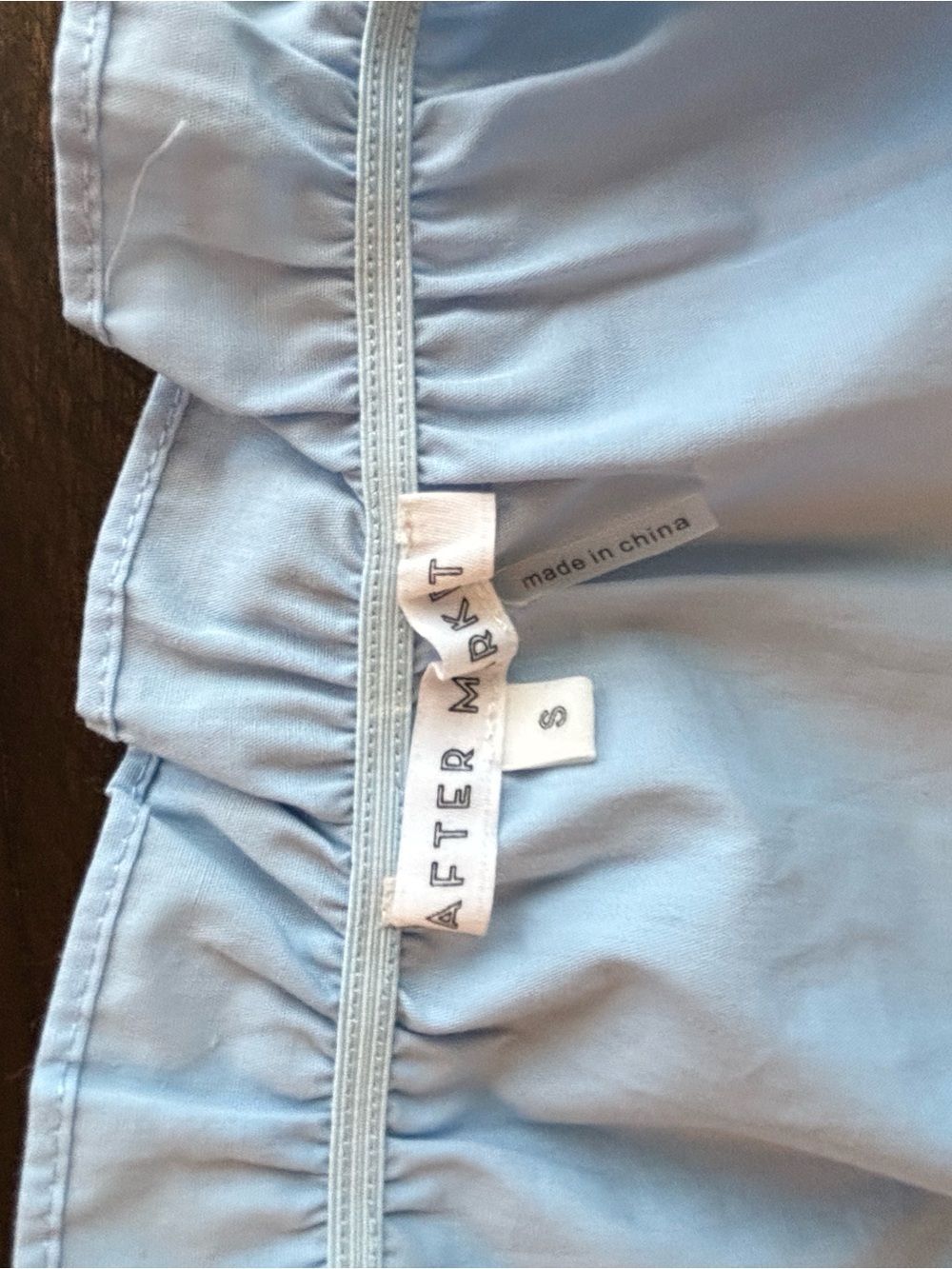 Off-Shoulder Light Blue Ruffle Blouse - Picture 4 of 6